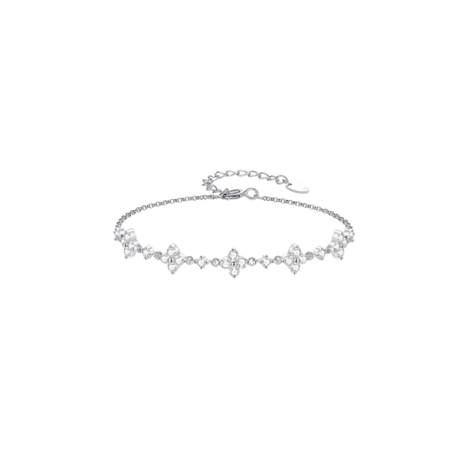 Clear Flower Silver Bracelet