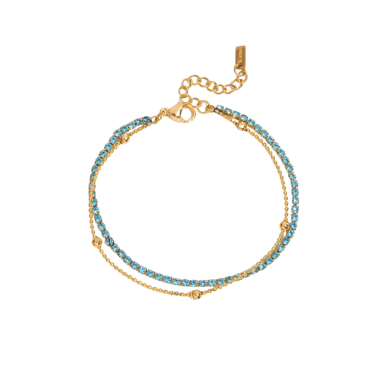 Turquise Tennis Double Golden Bracelet
