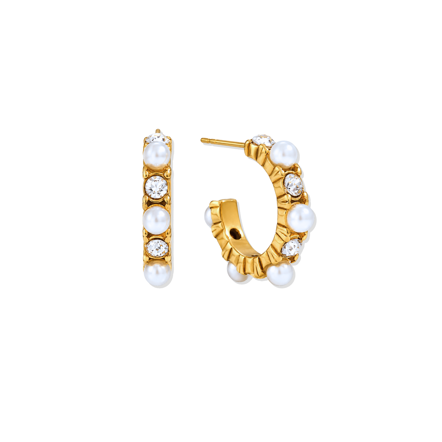 Pearl And Spark Golden Hoops