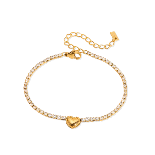 Heart Golden Tennis Bracelet