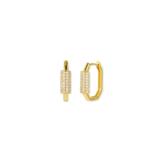 Oval Squared Middle Golden Hoops