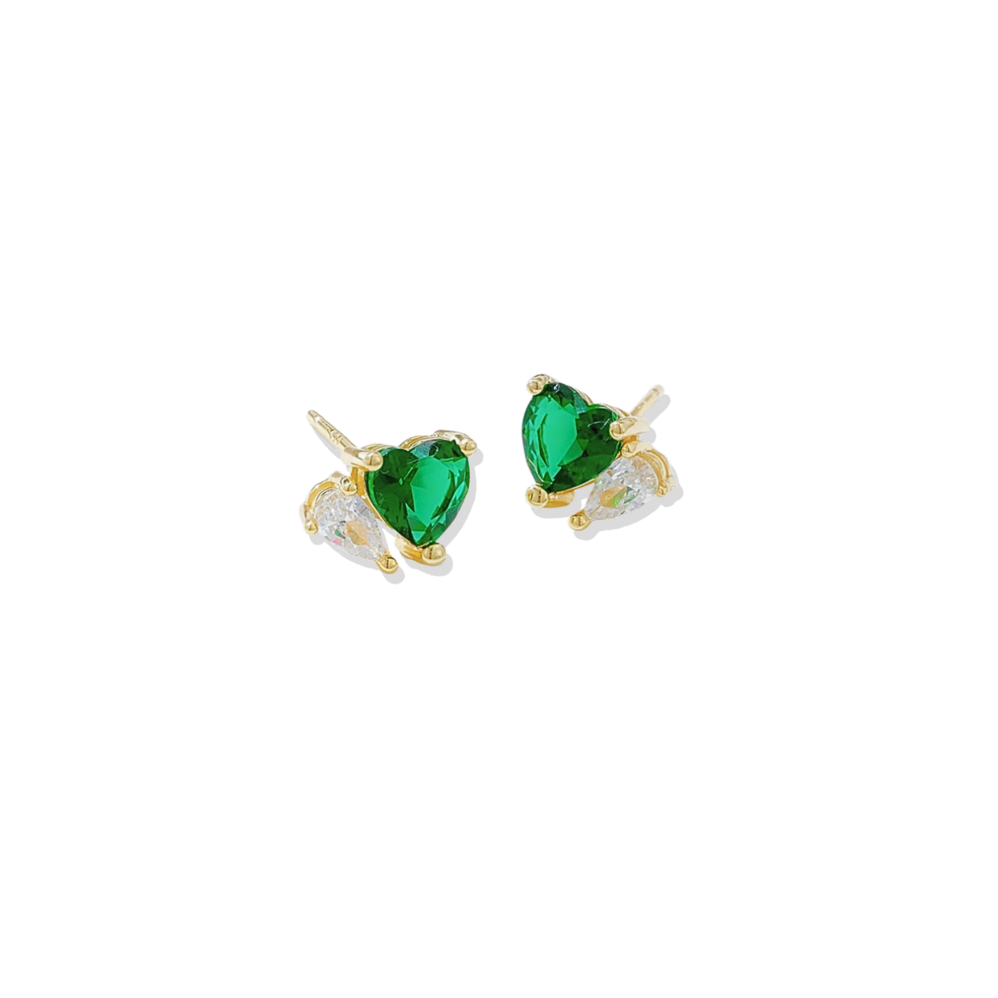 Green Heart Sparkle Studs