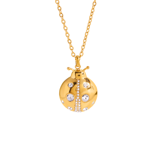 Large Gold Ladybug Necklace
