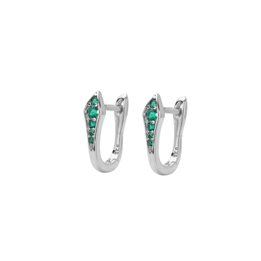 Glimmer Green Silver Hoops