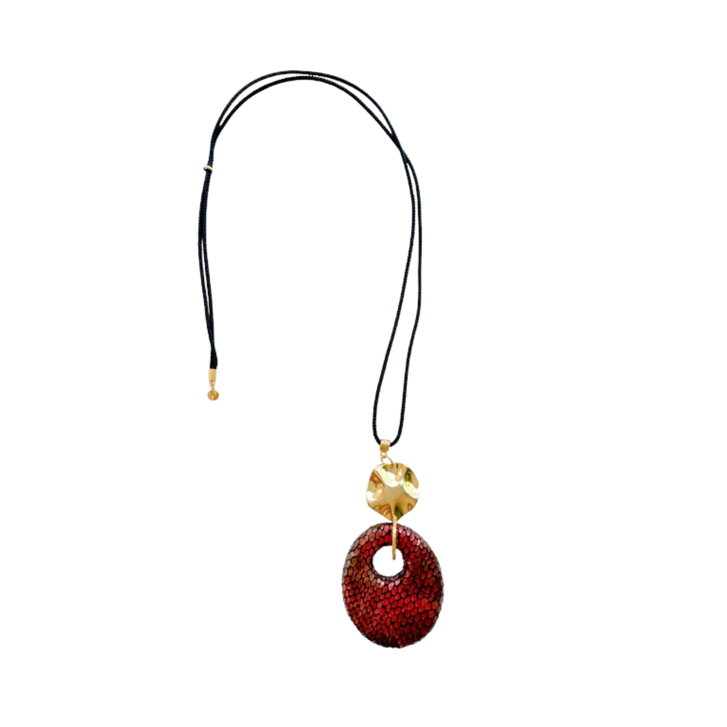 Collar Largo Cordon Dije Tela