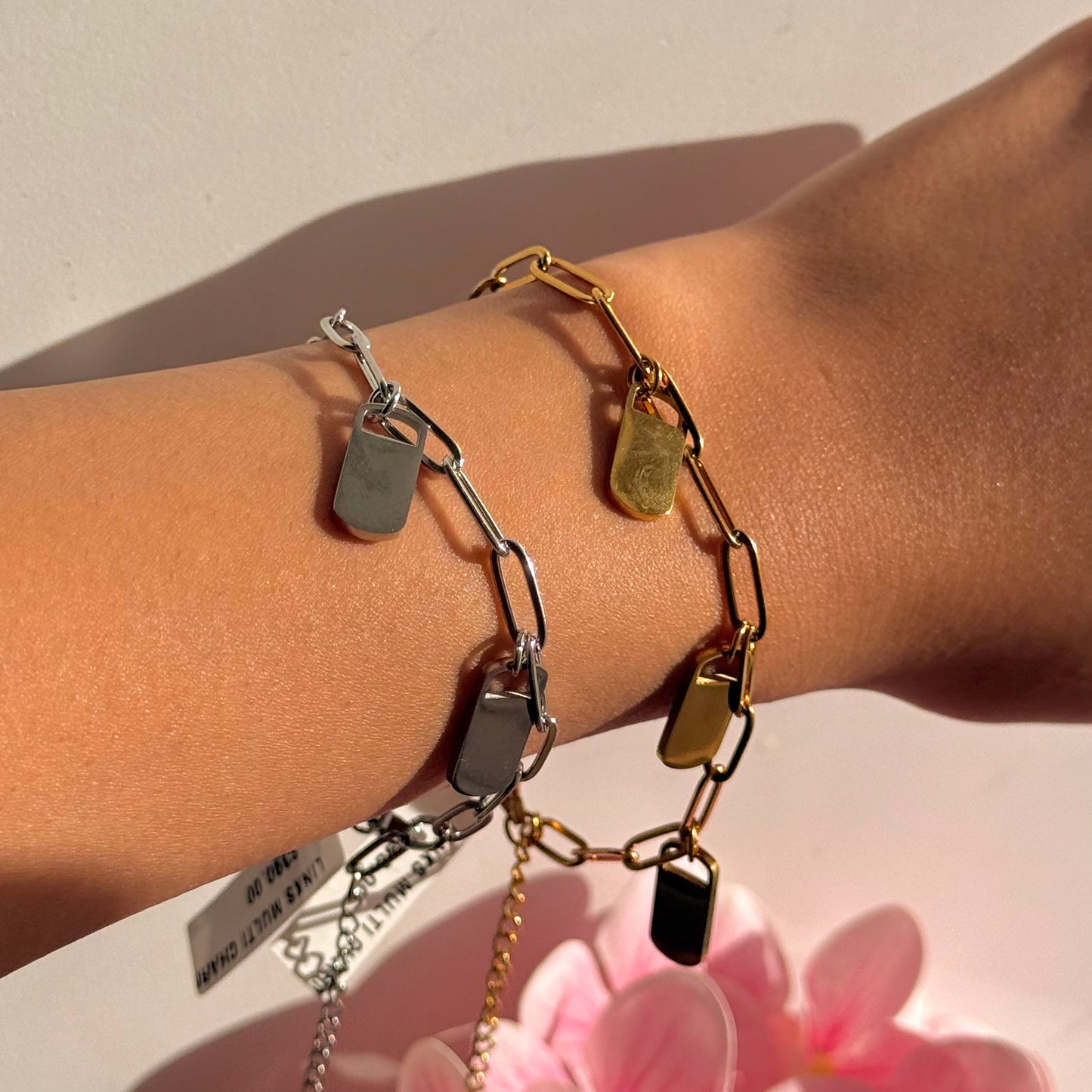 Links Multi Charm Silver Engravable Bracelet