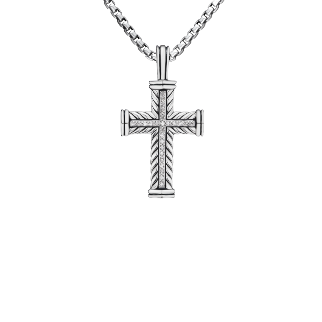 David silver braided cross necklace