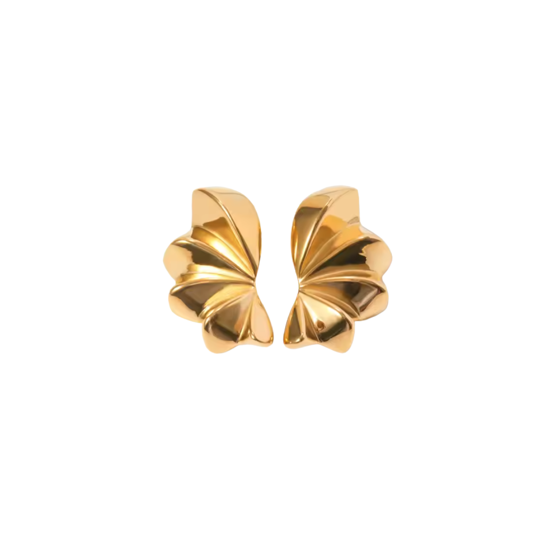 GOLDEN HALF FLOWER EARRINGS