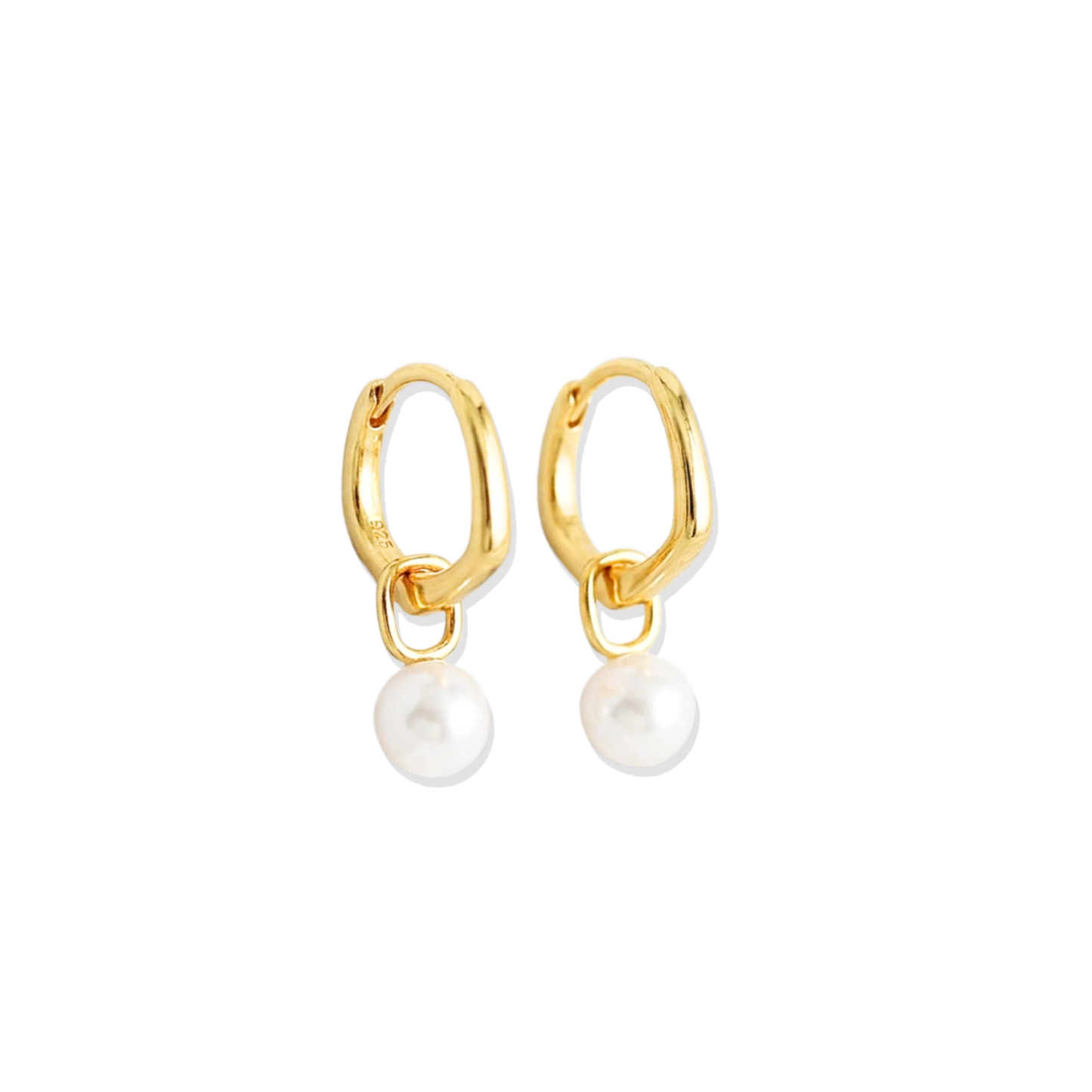 Golden Pearl Drop Hoops