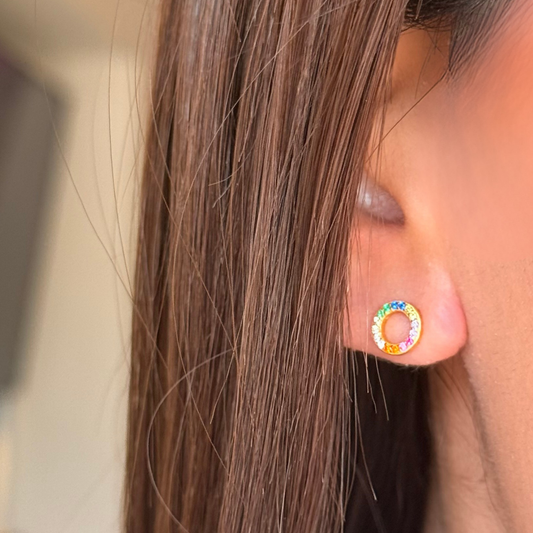 Gold Reinbow Hoop Stud