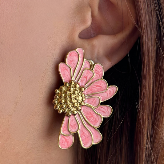 Half orchid pink earrings
