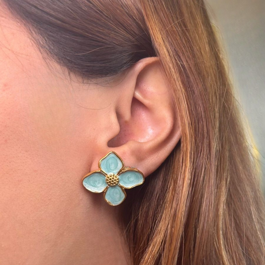 Mini Flower Glitter Gold Earrings