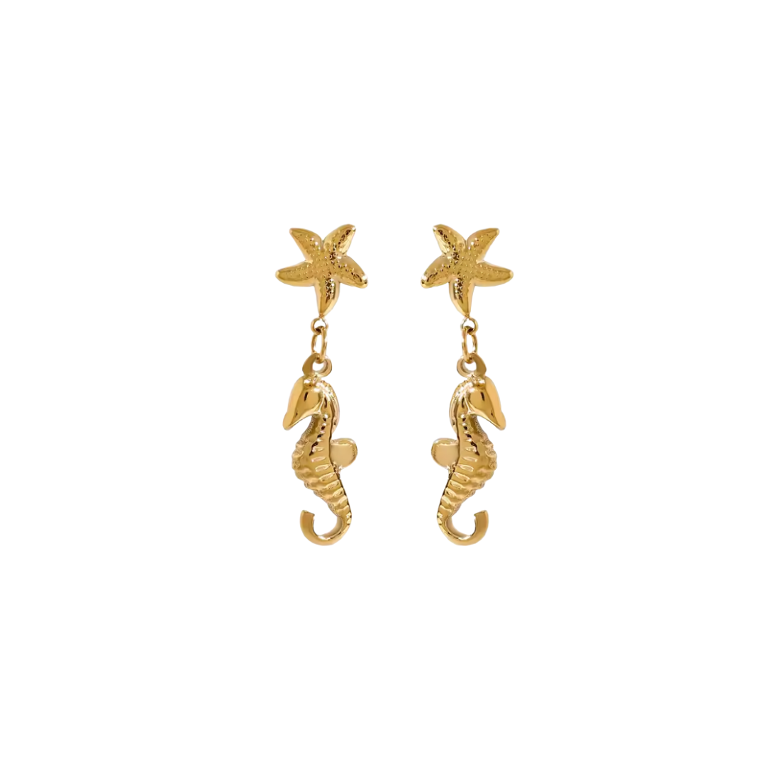 Seahorse golden earrings