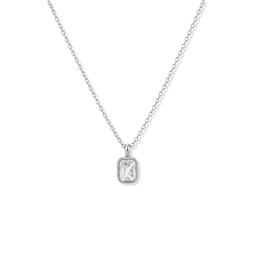 Simple Silver Necklace Rectangle