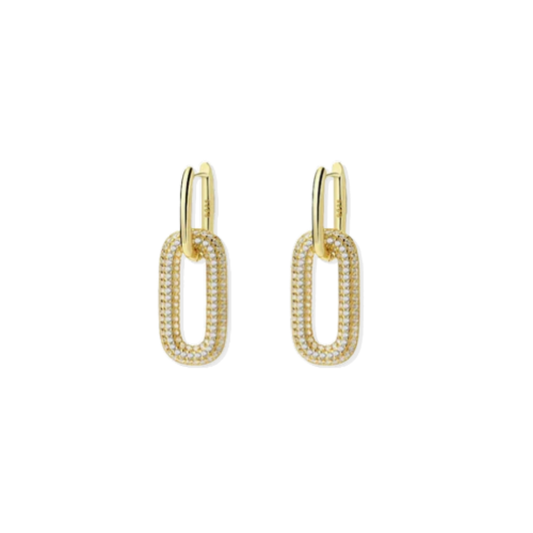 Double Pave Oval Hoops