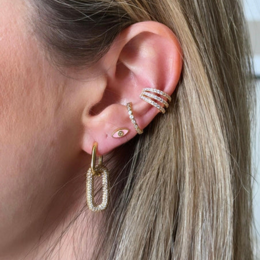 Double Pave Oval Hoops