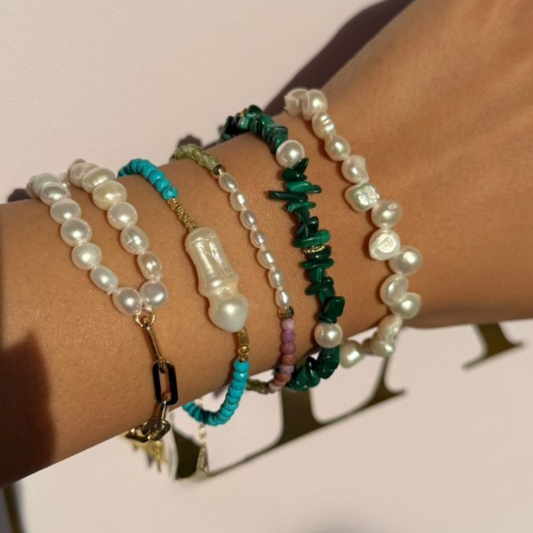 Green and purple pearl bracelet