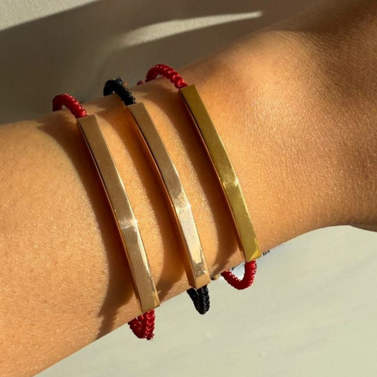Gold red string bracelet