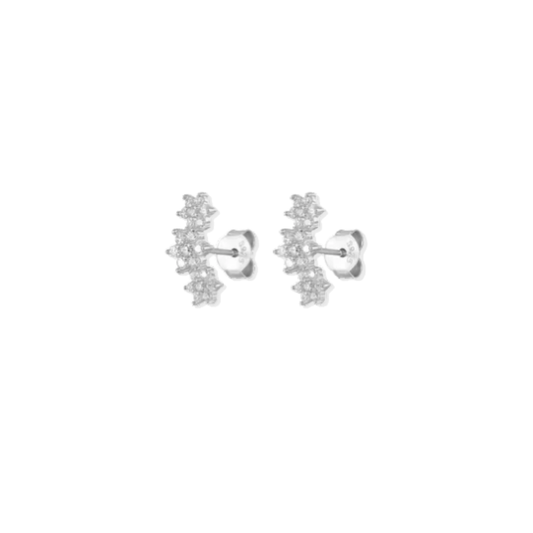 Triple Silver Flower Studs