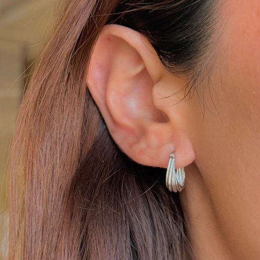 Silver Infinity Band Hoops