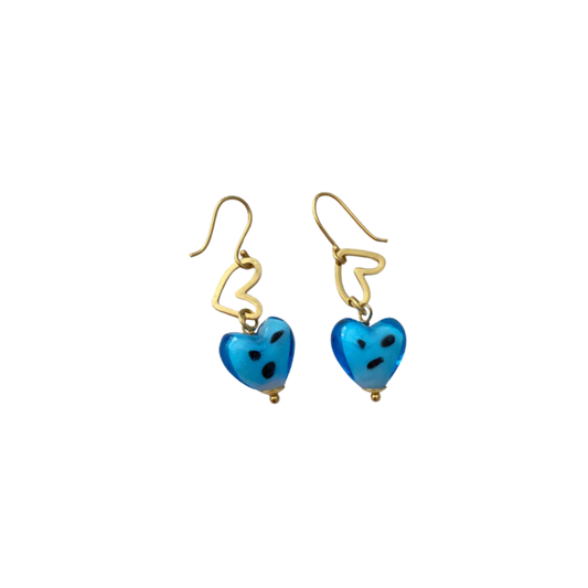 Aretes De Corazon Cristal Tipo Murano