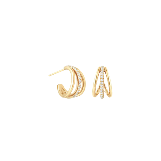 TRIPLE SPARK GOLDEN HOOPS
