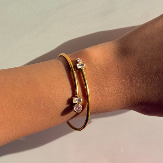Open Pink Golden Bracelet