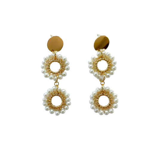 Arete Tejido Circular Con Perlas