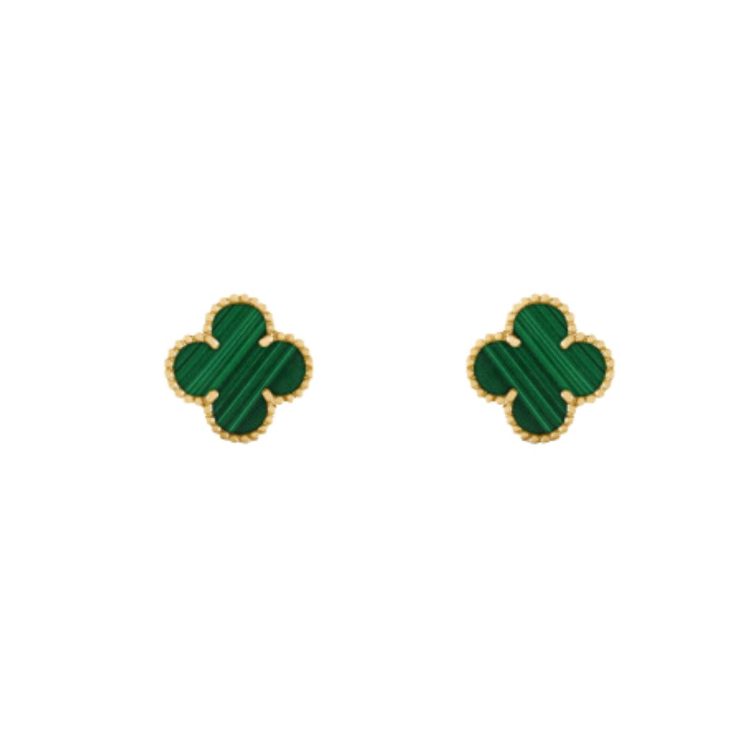 GREEN GOLDEN CLOVER EARRINGS