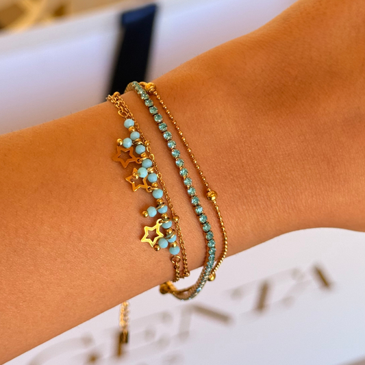 Turquise Tennis Double Golden Bracelet