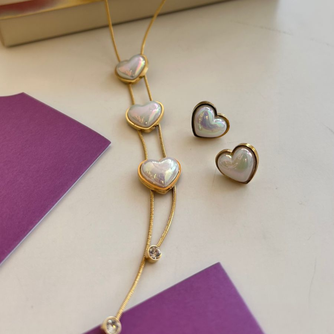 Iridescent Golden Heart Earrings