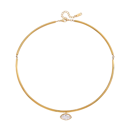 Eye Drop Rigid Golden Necklace