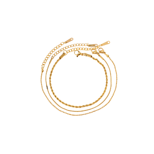 Set Of 3 Gold Bracelets
