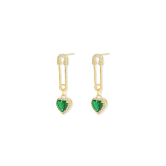 Clip Green Heart Earrings