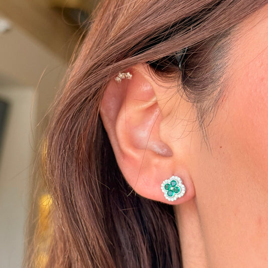 Odette Green Silver Studs
