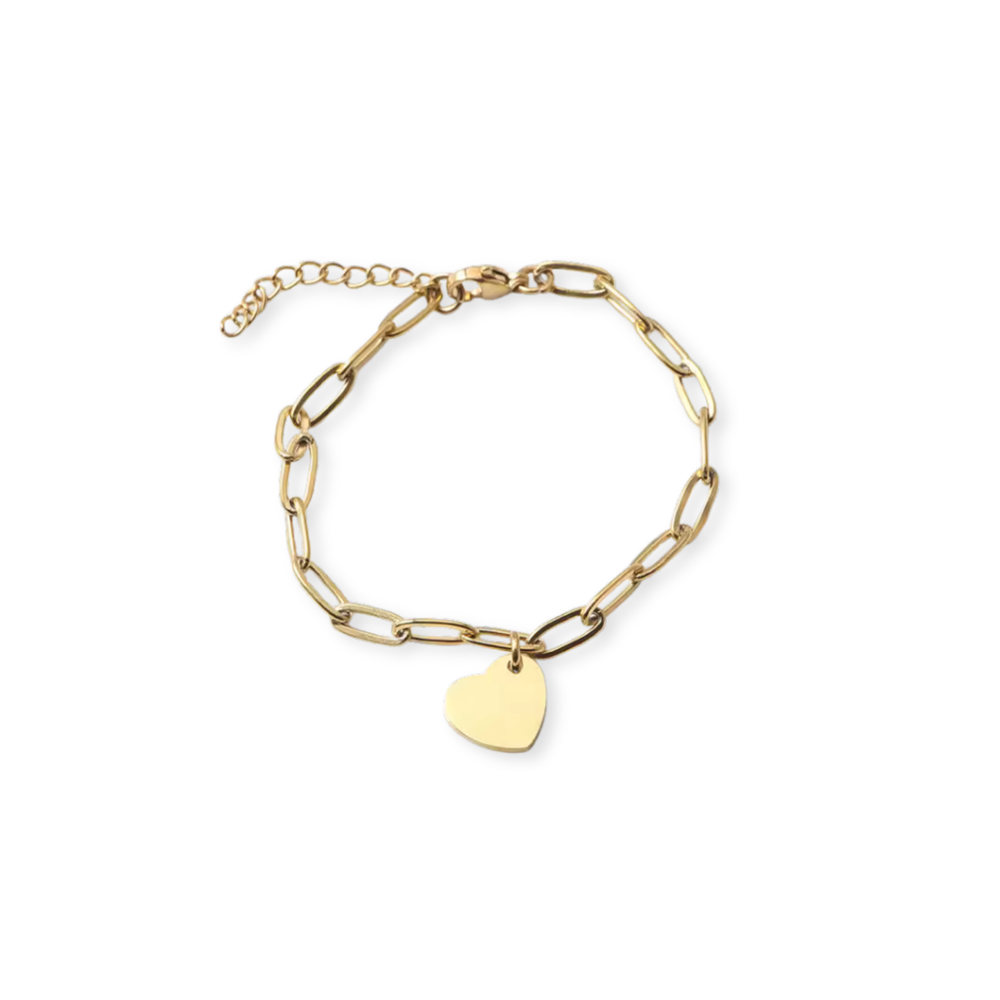 Links Heart Golden Engravable Bracelet