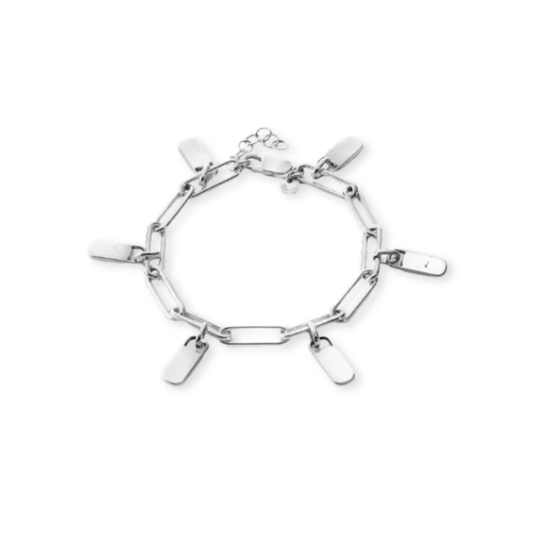 Links Multi Charm Silver Engravable Bracelet