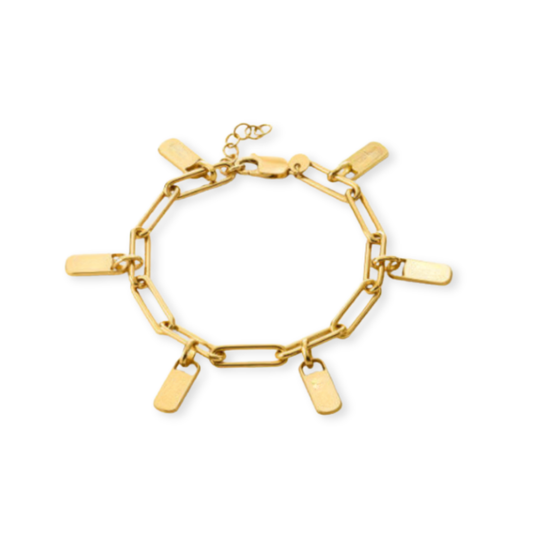 Links Multi Charm Golden Engravable Bracelet