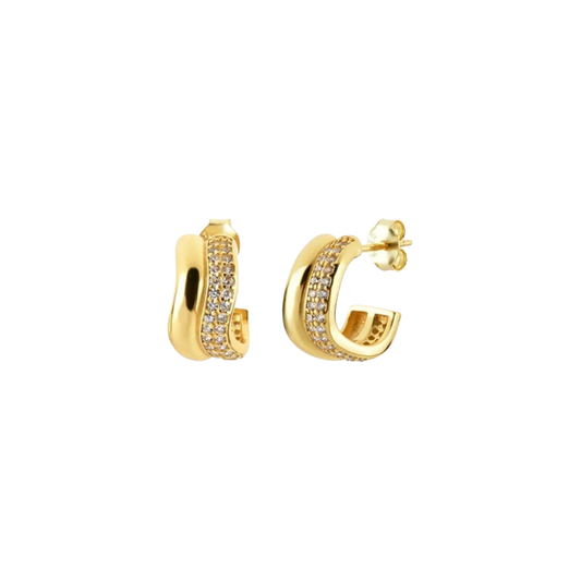 Wavy Spark Golden Hoops