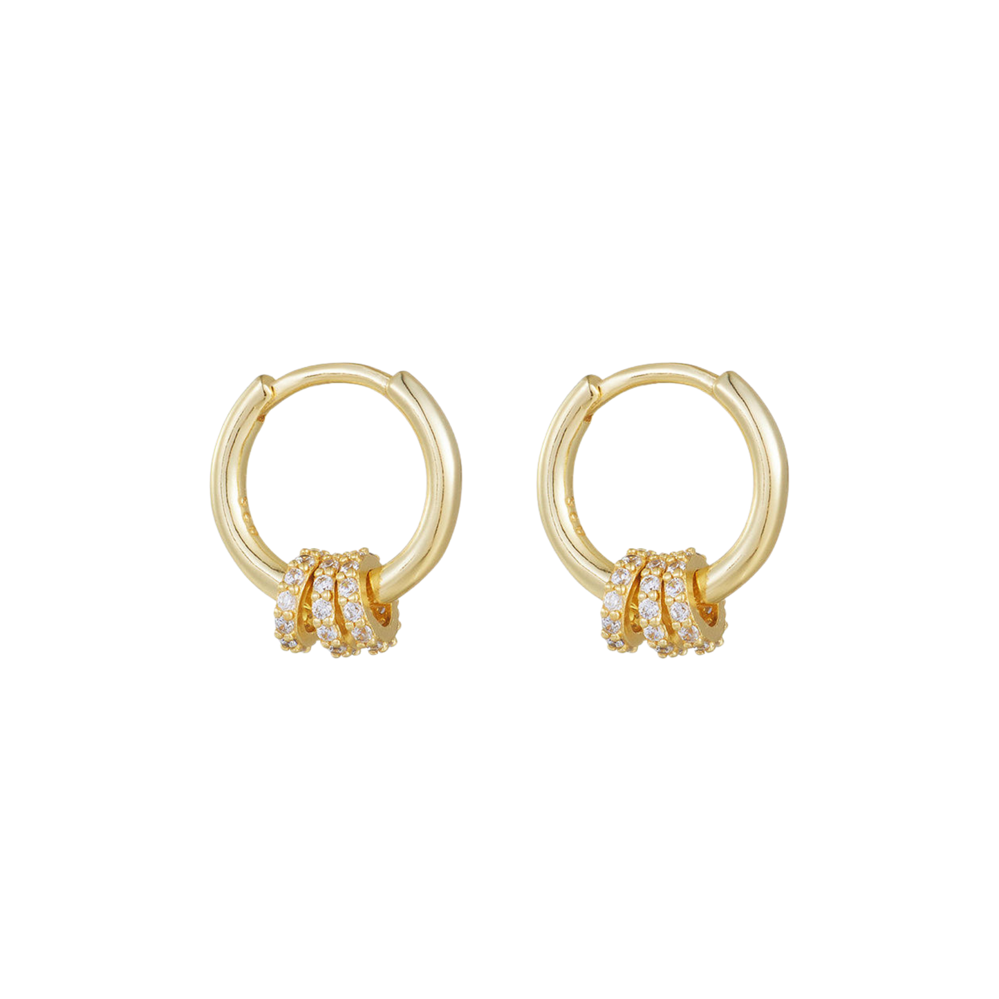 Triple Circle Golden Hoops