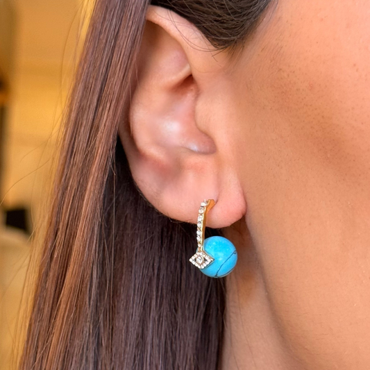 Turquise Eye Golden Earrings