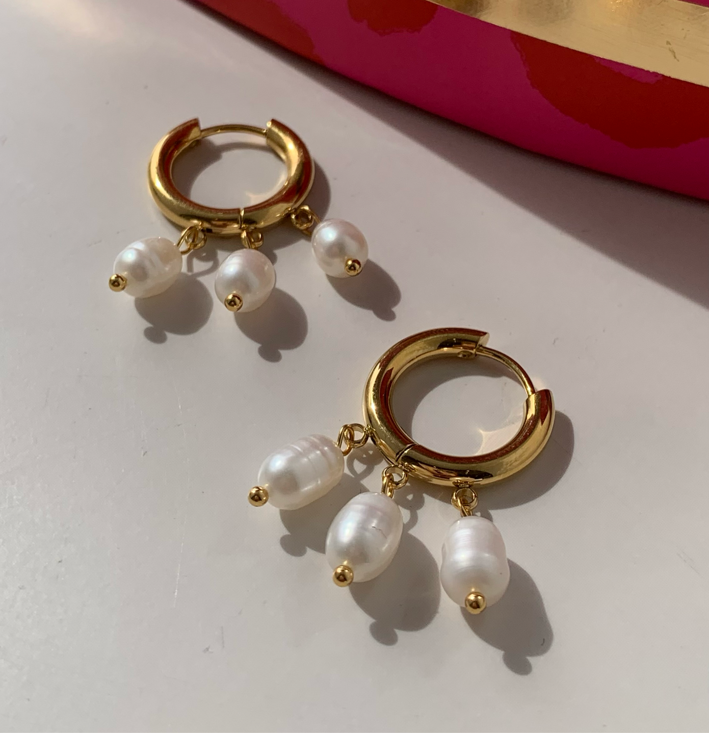 GOLDEN MUTI PEARL HOOPS