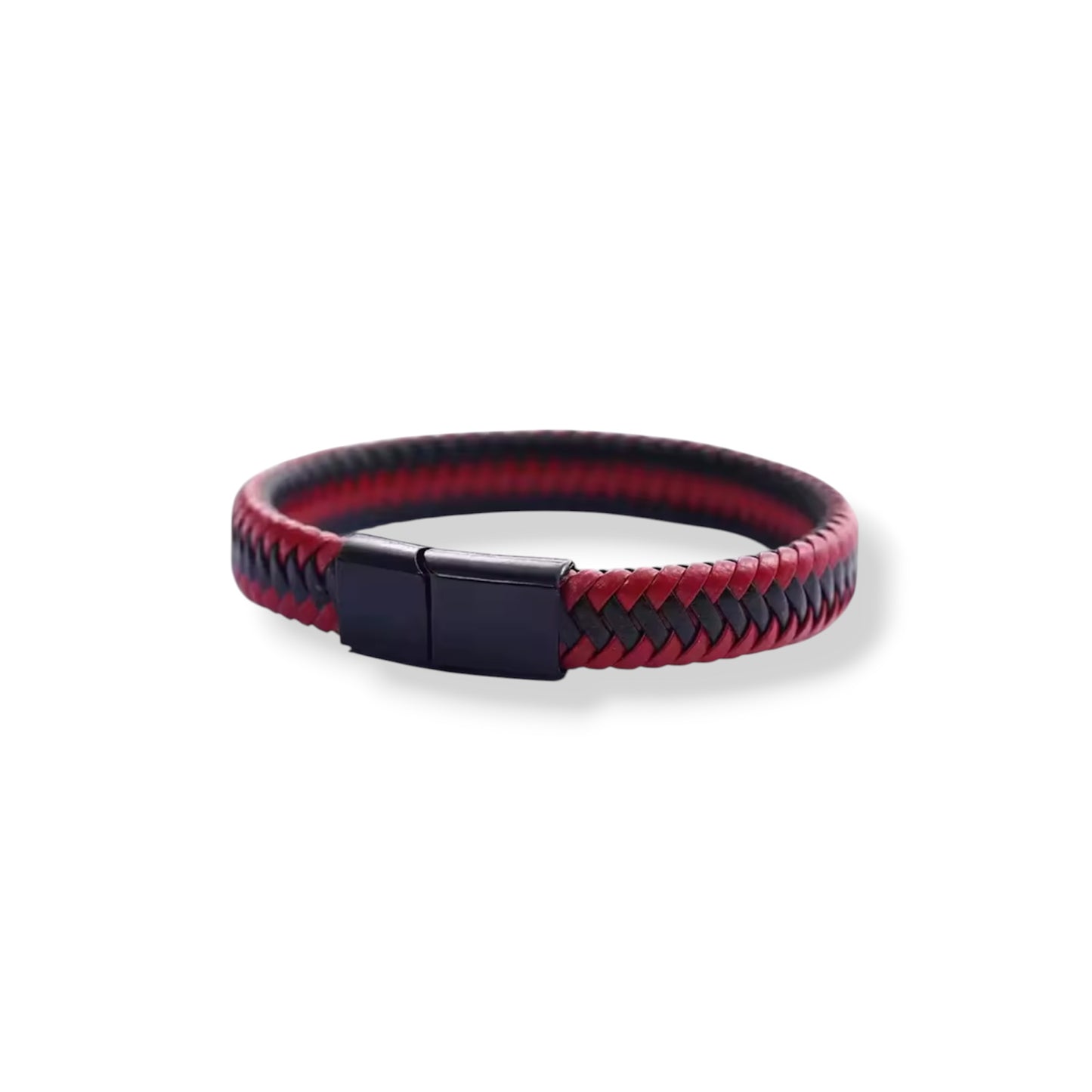 Red and black leather bracelet