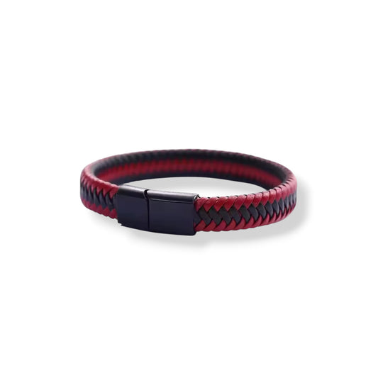 Red and black leather bracelet