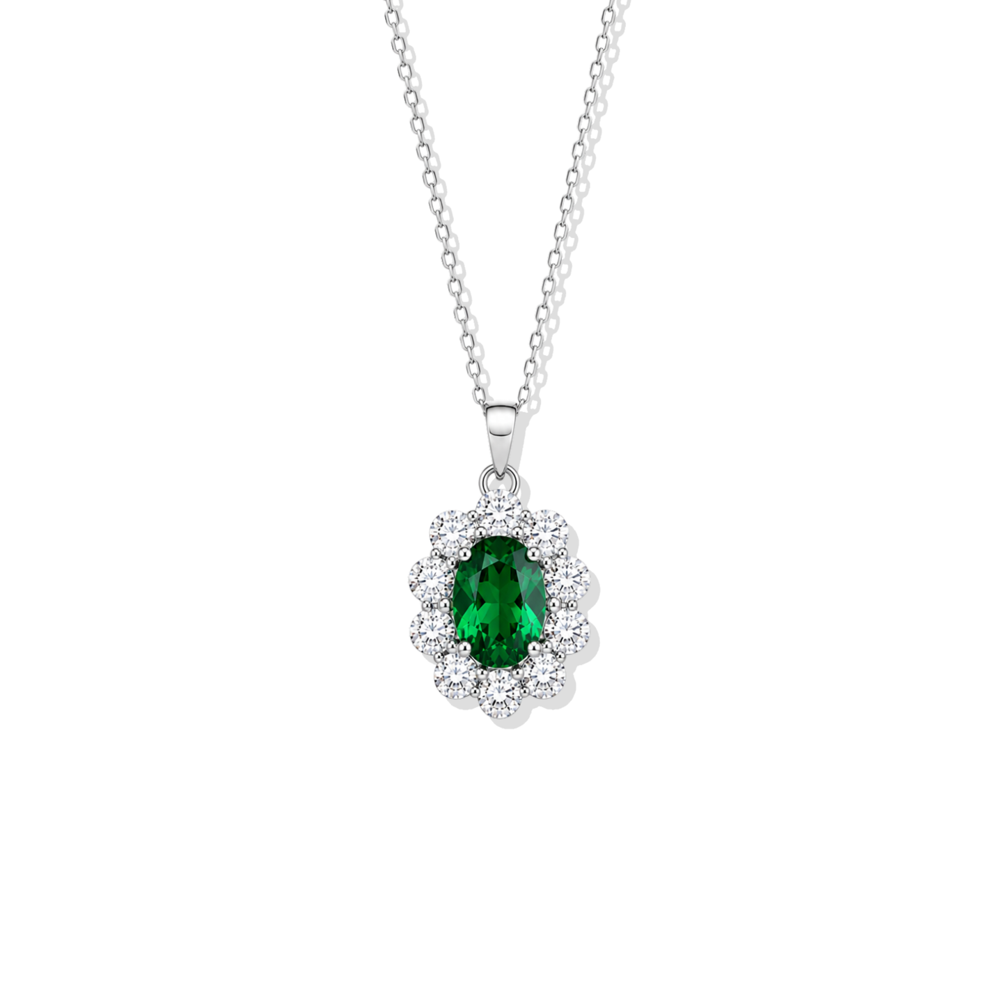 Silver Esmerald Bloom Necklace