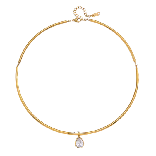 Spark Drop Rigid Golden Necklace