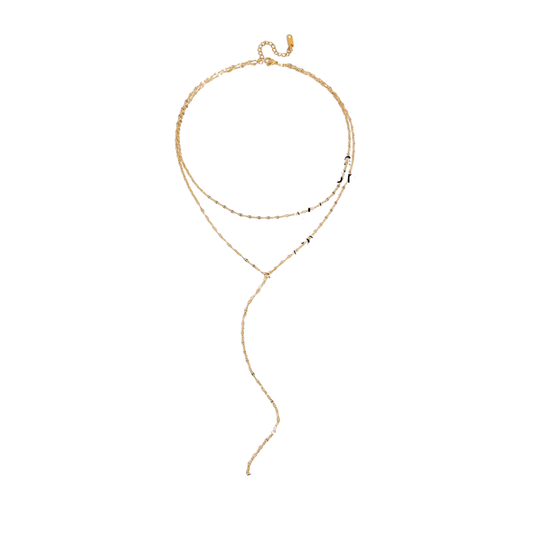 Gold Diamond Lariat Necklace