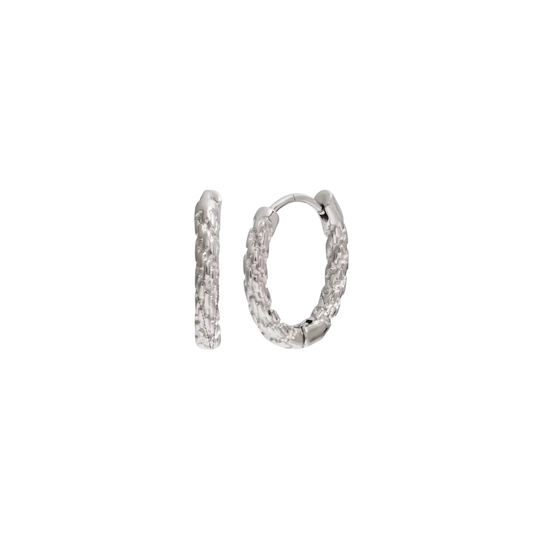 Braided Slim Silver Hoops