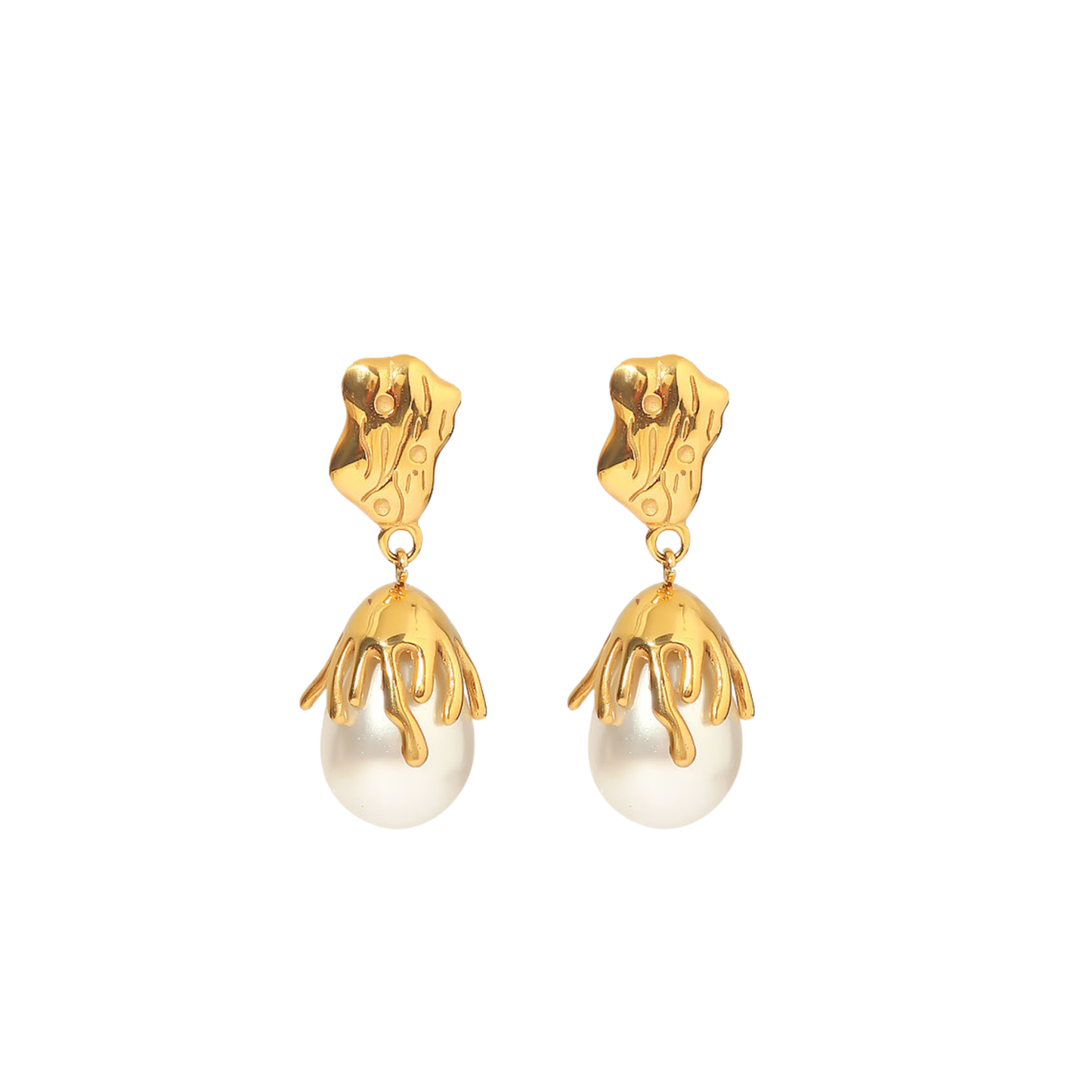 Irregular Pearl Golden Earrings