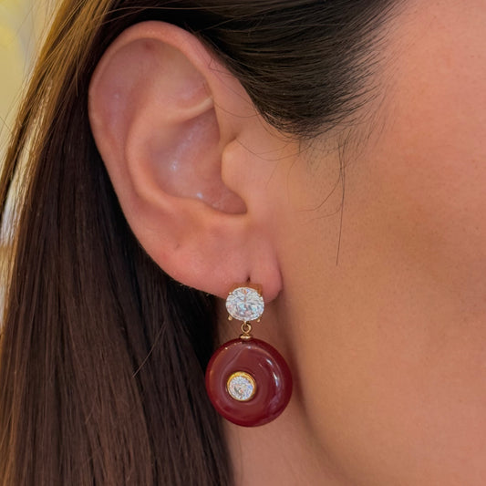 Red Stone Zirc Earrings